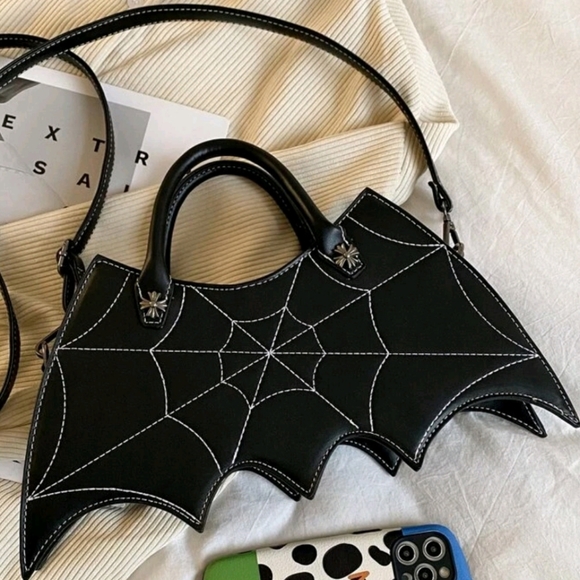 PU Batwing Spiderweb Crossbody Bag - Picture 4 of 16